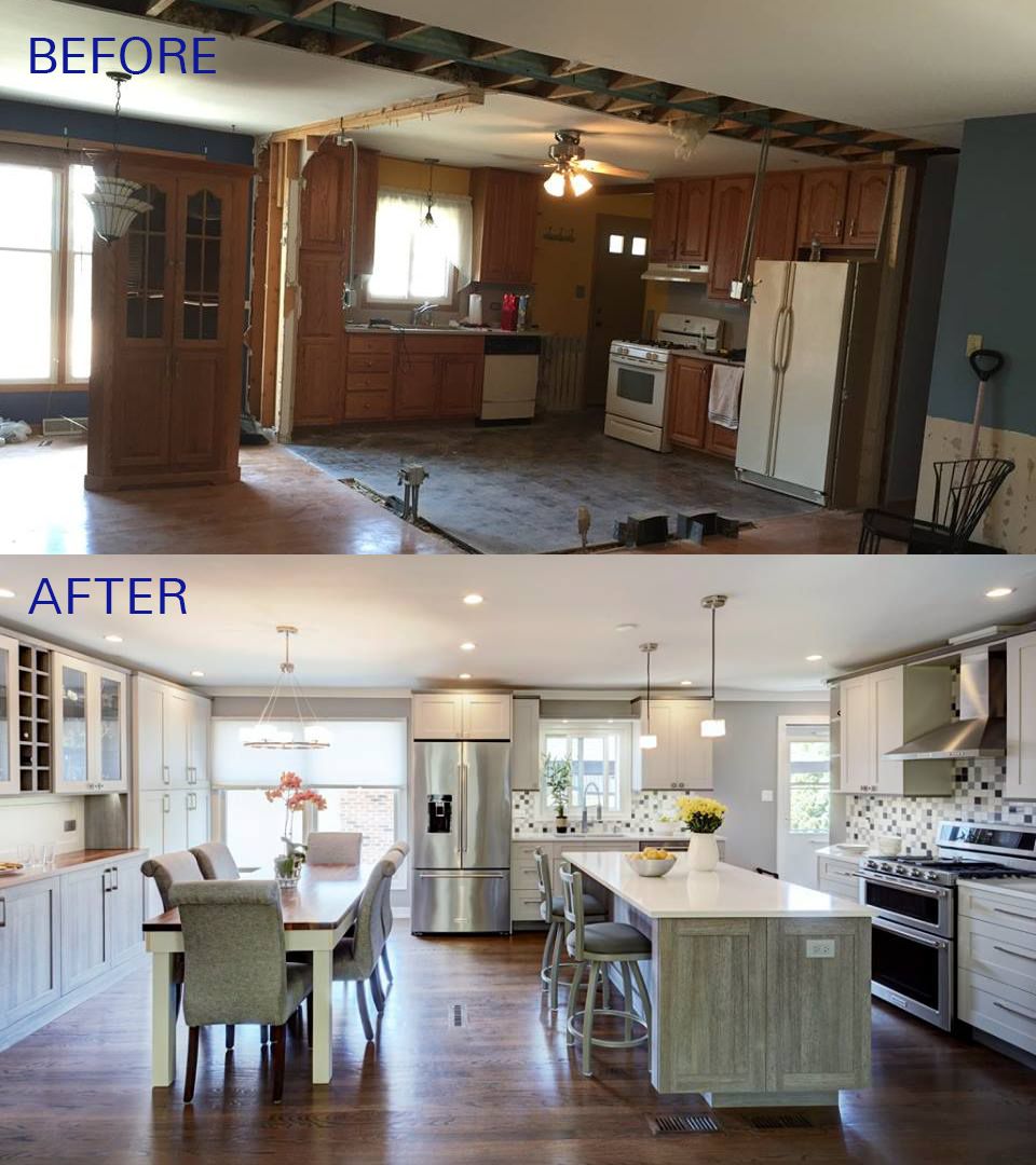before and after open kitchen